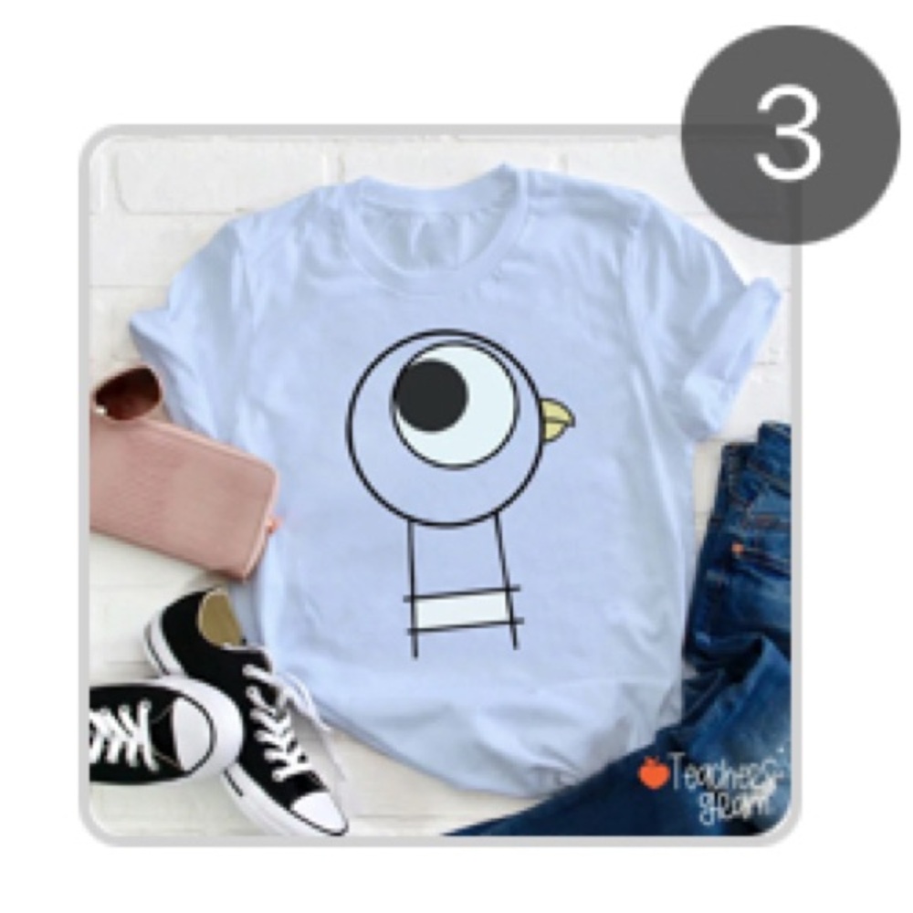 Light Blue Graphic T-Shirt with Mo Willems Pigeon